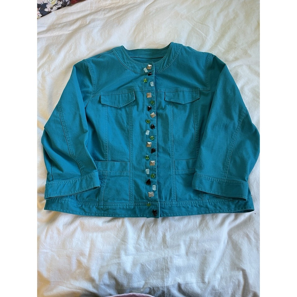 Heart Of Palms Women's Jacket Snap‎ Close Pockets Embellished Beads Size 18